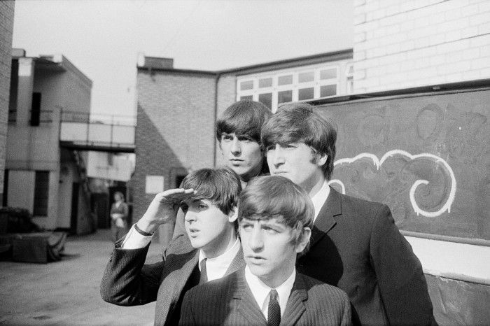 The Beatles on an outdoor photo-session in England 1964
