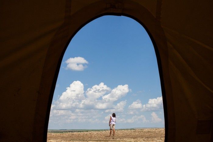 Leota Watches a Kite. Ideal, South Dakota