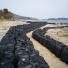 Michel Huneault - Montreal (Canada) - Kesennuma - 1023 dead, 383 missing. Sand bags portect against new tide levels since tsunami.